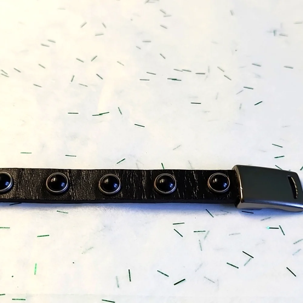 **PRICE DROP**Black Studded Black Genuine Leather Bracelet!